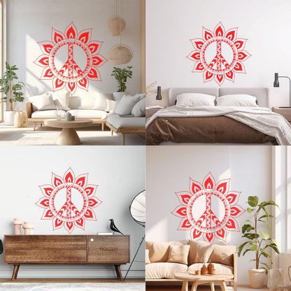 Lettering Stickers Mandala Hippie Peace Symbol Window Decals