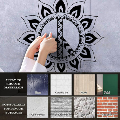 Lettering Stickers Mandala Hippie Peace Symbol Window Decals