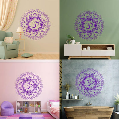 Vinyl Wall Stickers Mandala Lotus Om Hindu Hinduism Store Decoration