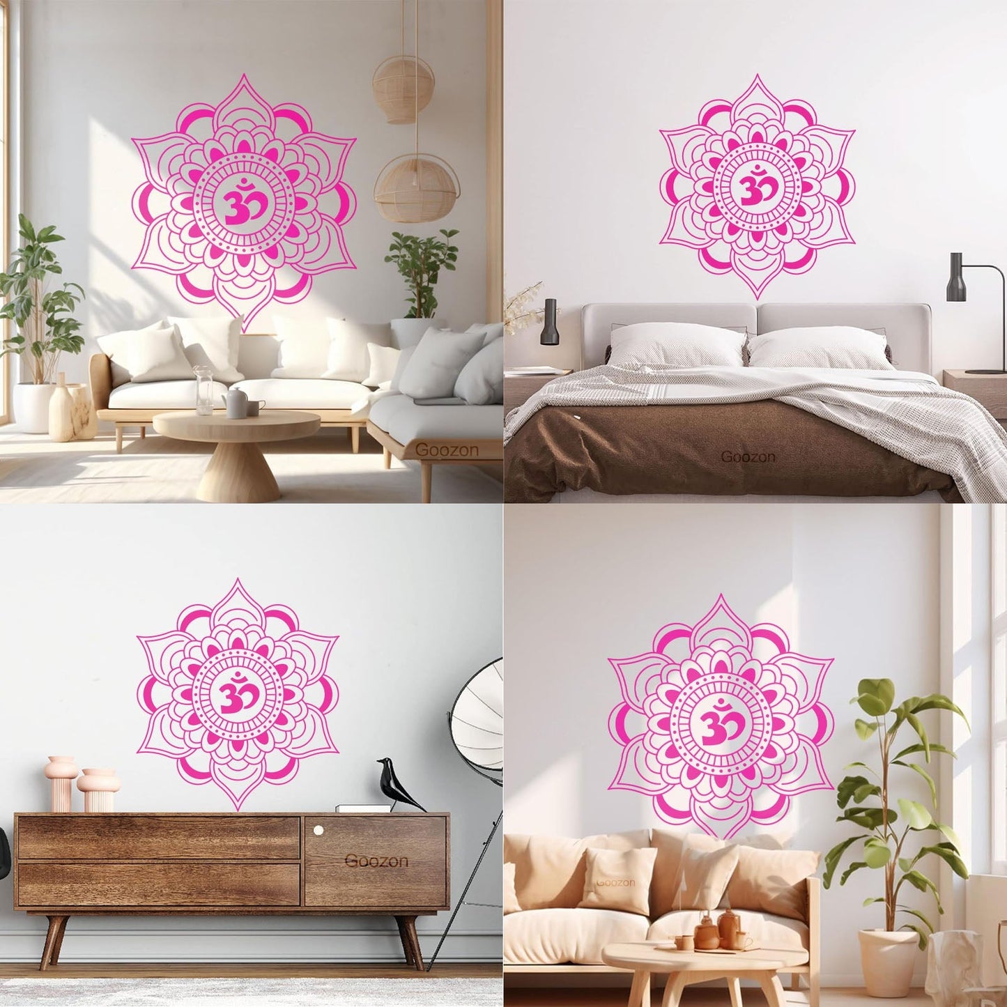 Vinyl Wall Decals Mandala Lotus Talisman Buddhism Hinduism Removable Without Leaving Glue