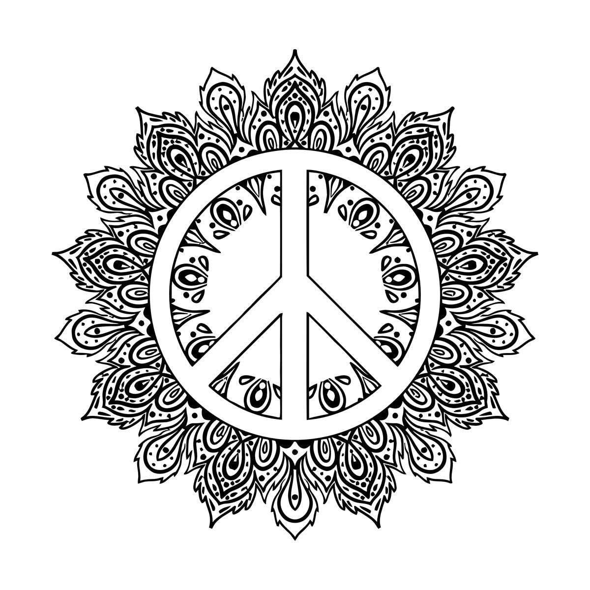 Wall Stickers Mandala Peace Symbol Hippie Buddhism Art Mural Painting