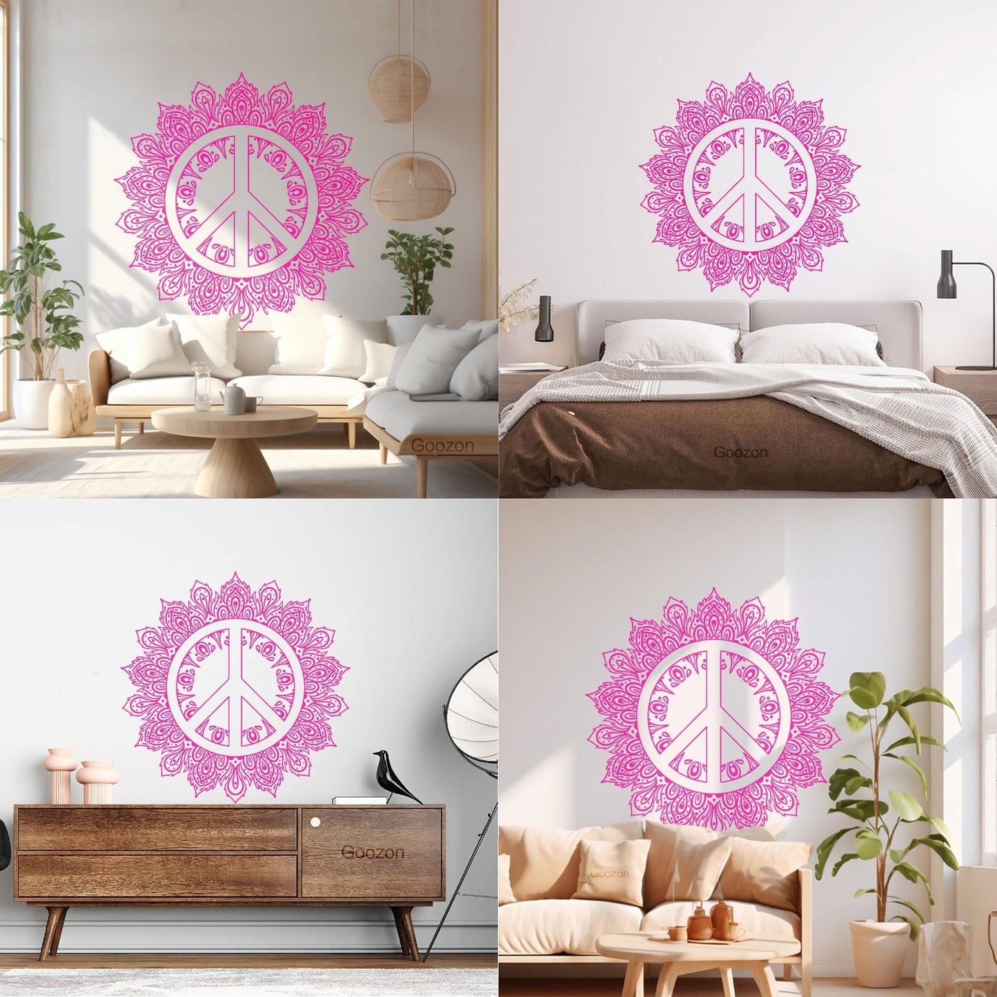Wall Stickers Mandala Peace Symbol Hippie Buddhism Art Mural Painting