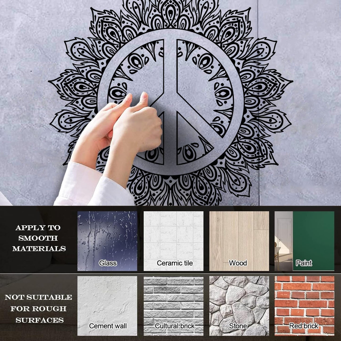 Wall Stickers Mandala Peace Symbol Hippie Buddhism Art Mural Painting