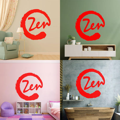 Fine Carving Stickers Meditation Circle Enso Zen Balance Calligraphy Asian Do Not Damage The Wall Surface