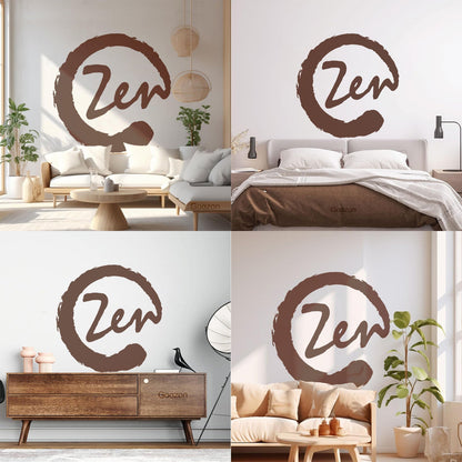 Fine Carving Stickers Meditation Circle Enso Zen Balance Calligraphy Asian Do Not Damage The Wall Surface