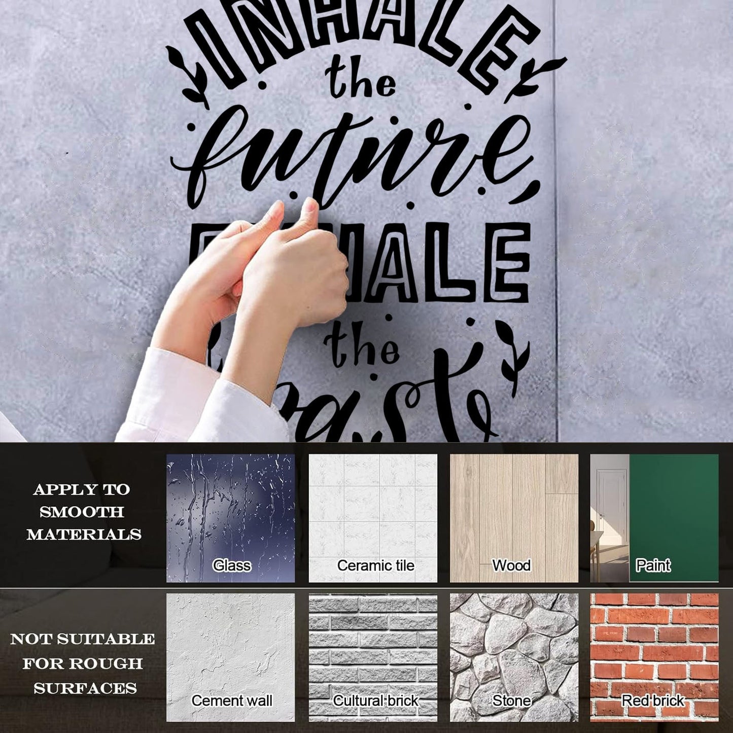 Lettering Decals Meditation Relax Inhale Exhale Words Quote Multiple Size Options