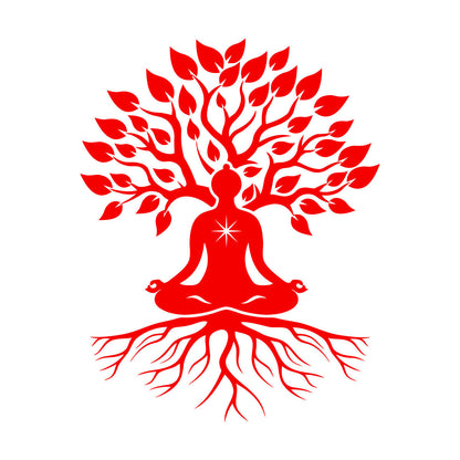 Meditation Pose Lotus Zen Tree Roots Leaves Wall Stickers Paster Paper Glass Stickers