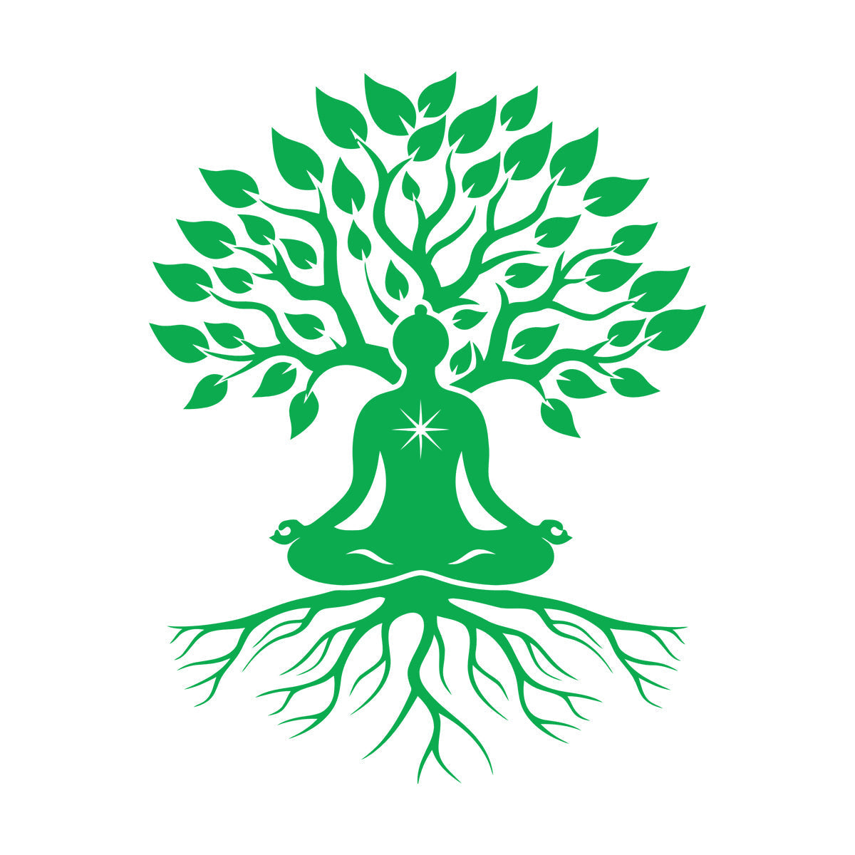 Meditation Pose Lotus Zen Tree Roots Leaves Wall Stickers Paster Paper Glass Stickers