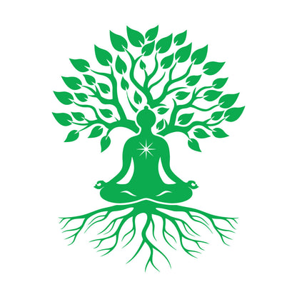 Meditation Pose Lotus Zen Tree Roots Leaves Wall Stickers Paster Paper Glass Stickers