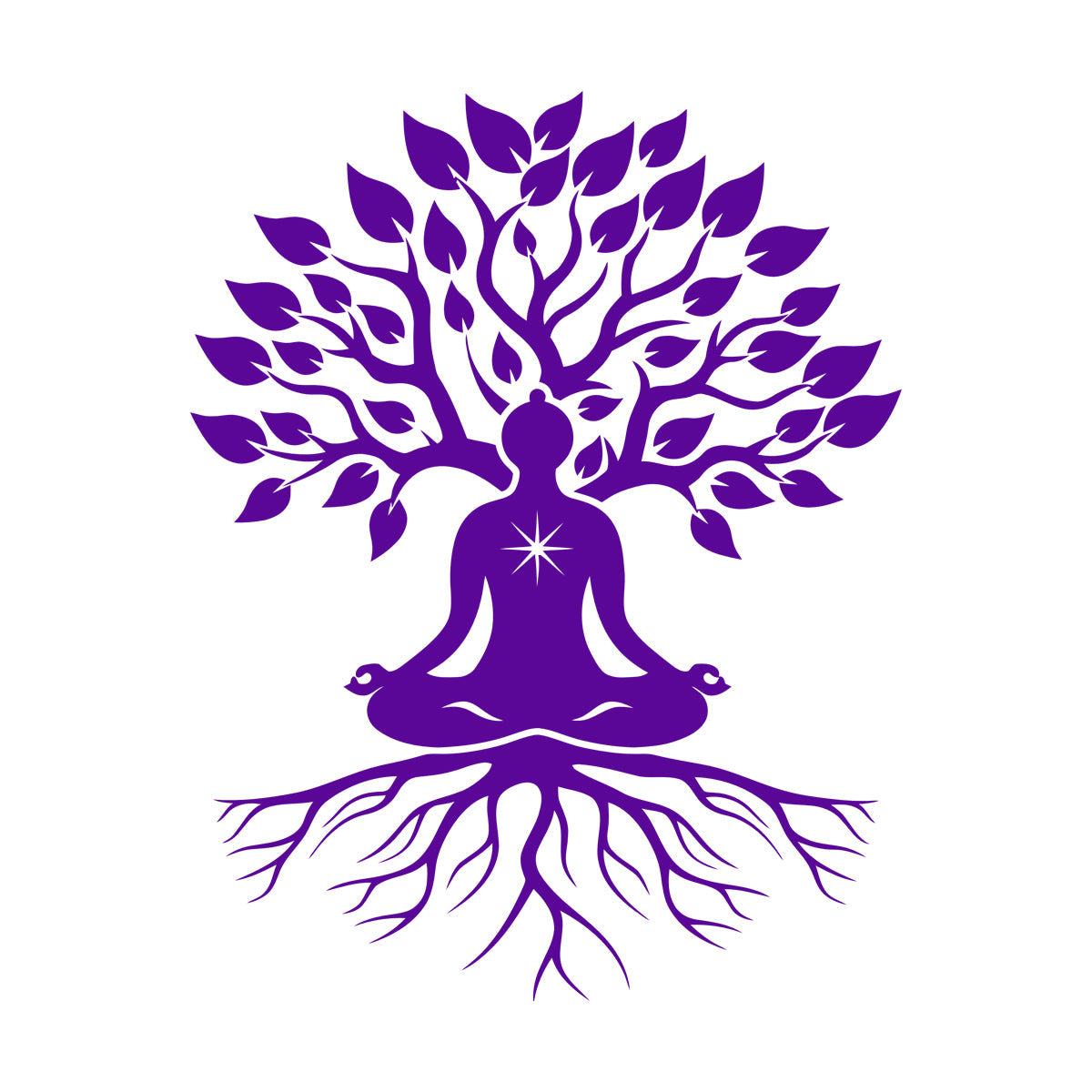 Meditation Pose Lotus Zen Tree Roots Leaves Wall Stickers Paster Paper Glass Stickers