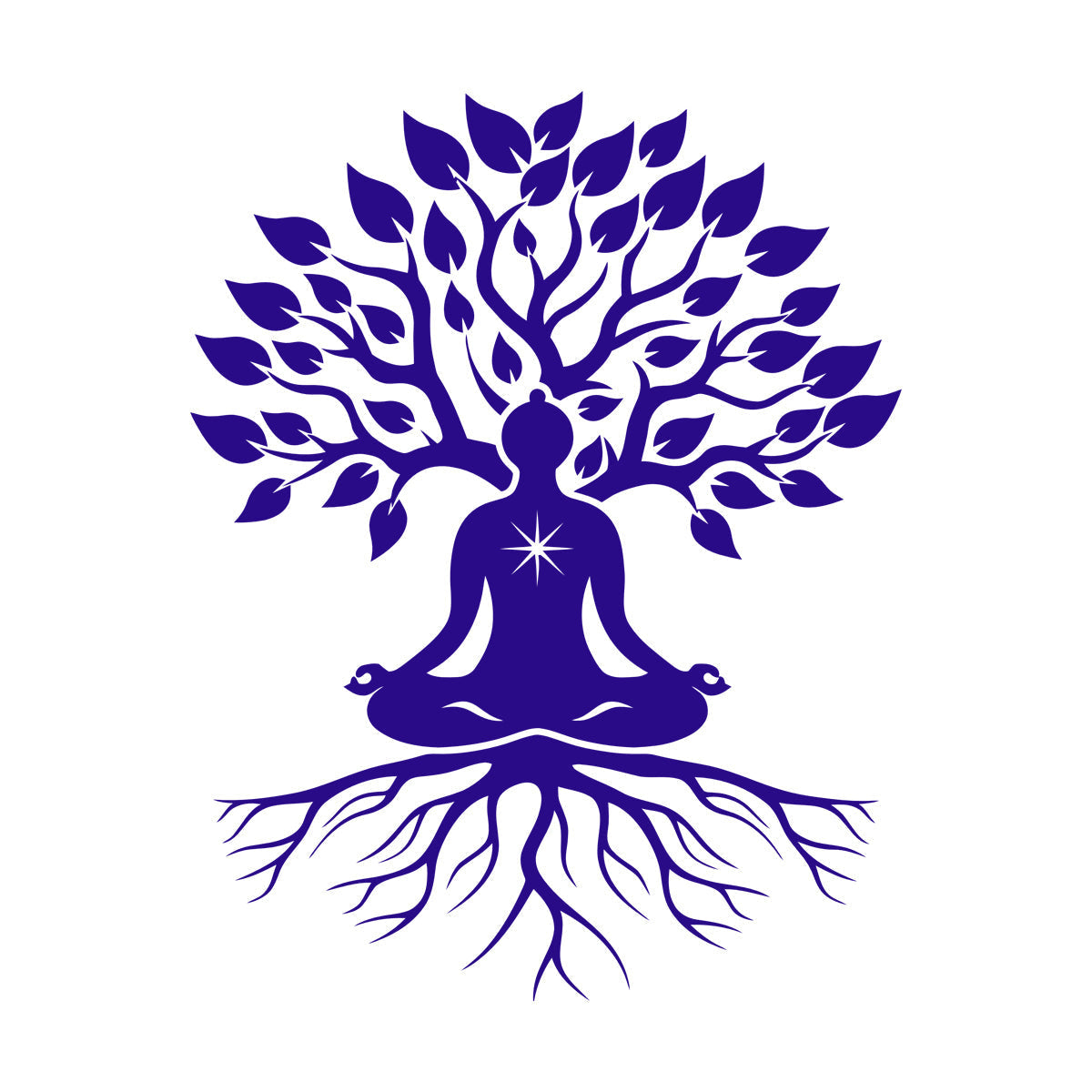 Meditation Pose Lotus Zen Tree Roots Leaves Wall Stickers Paster Paper Glass Stickers