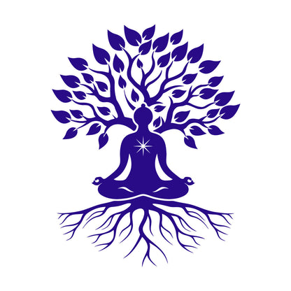 Meditation Pose Lotus Zen Tree Roots Leaves Wall Stickers Paster Paper Glass Stickers