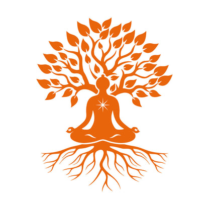 Meditation Pose Lotus Zen Tree Roots Leaves Wall Stickers Paster Paper Glass Stickers