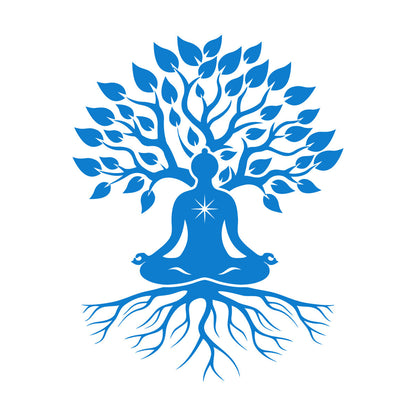 Meditation Pose Lotus Zen Tree Roots Leaves Wall Stickers Paster Paper Glass Stickers