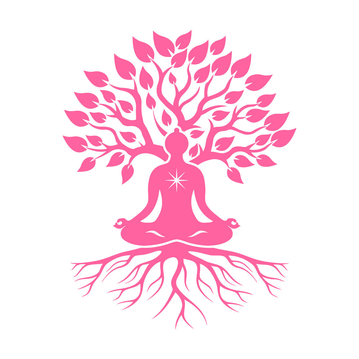 Meditation Pose Lotus Zen Tree Roots Leaves Wall Stickers Paster Paper Glass Stickers