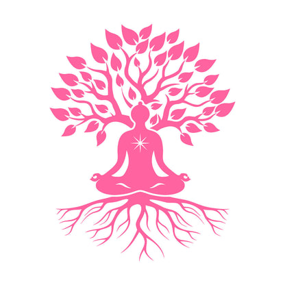 Meditation Pose Lotus Zen Tree Roots Leaves Wall Stickers Paster Paper Glass Stickers