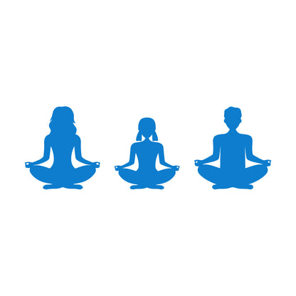 Wall Stickers Mother Daughter Father Pose Mind Relax Meditation Room Glass Stickers