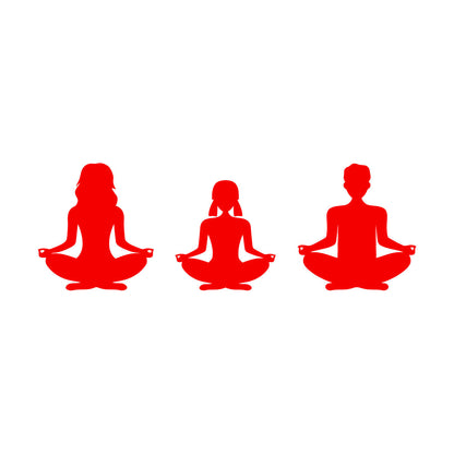 Wall Stickers Mother Daughter Father Pose Mind Relax Meditation Room Glass Stickers
