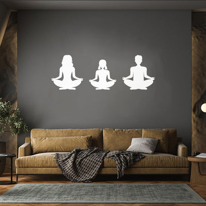 Wall Stickers Mother Daughter Father Pose Mind Relax Meditation Room Glass Stickers