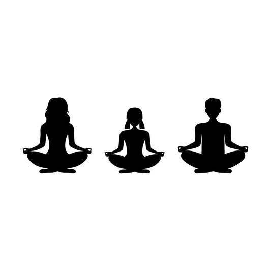 Wall Stickers Mother Daughter Father Pose Mind Relax Meditation Room Glass Stickers