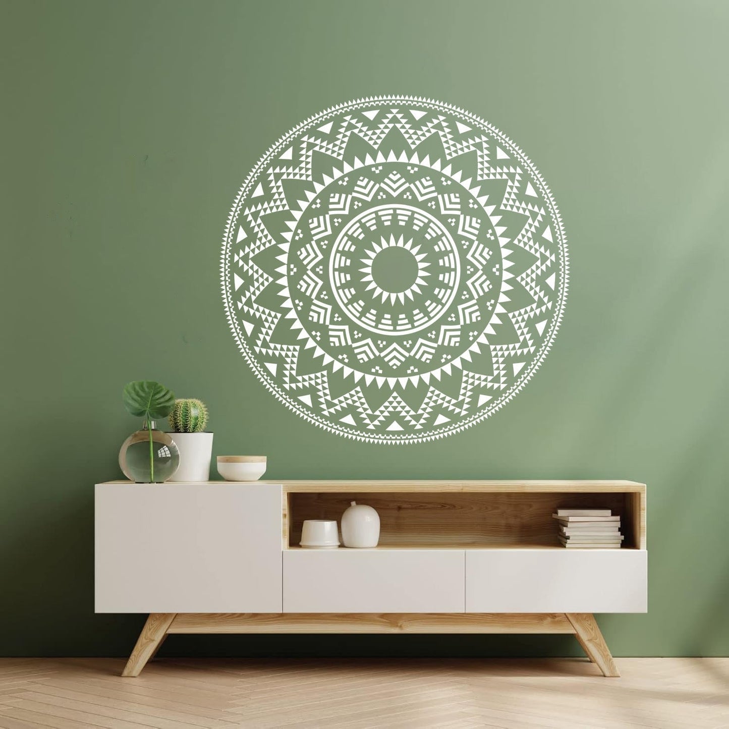 Lettering Stickers Round Ethnic Style Geometric Pattern Mandala Ornament Wall Beautification