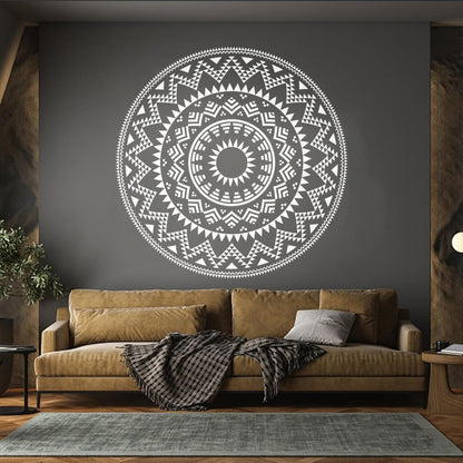 Lettering Stickers Round Ethnic Style Geometric Pattern Mandala Ornament Wall Beautification