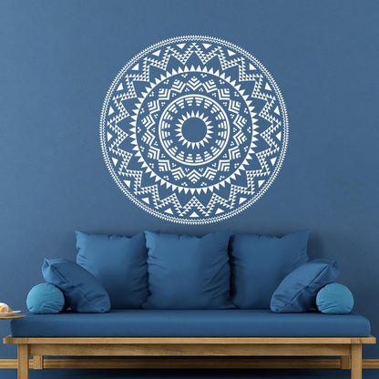 Lettering Stickers Round Ethnic Style Geometric Pattern Mandala Ornament Wall Beautification