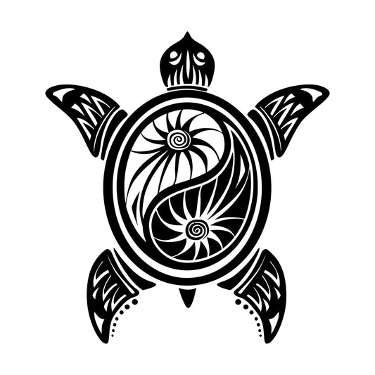 Sea Turtle Yin Yang Buddhism Yoga Studio Vinyl Wall Stickers Window Decals