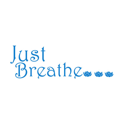 Engraving Decals Quote Words Inspiring Meditation Just Breathe Letters Window Decals