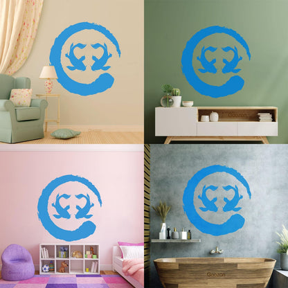 Two Koi Fish Asian Style Circle Enso Zen Symbol Vinyl Wall Decals Can Modify And Add Information