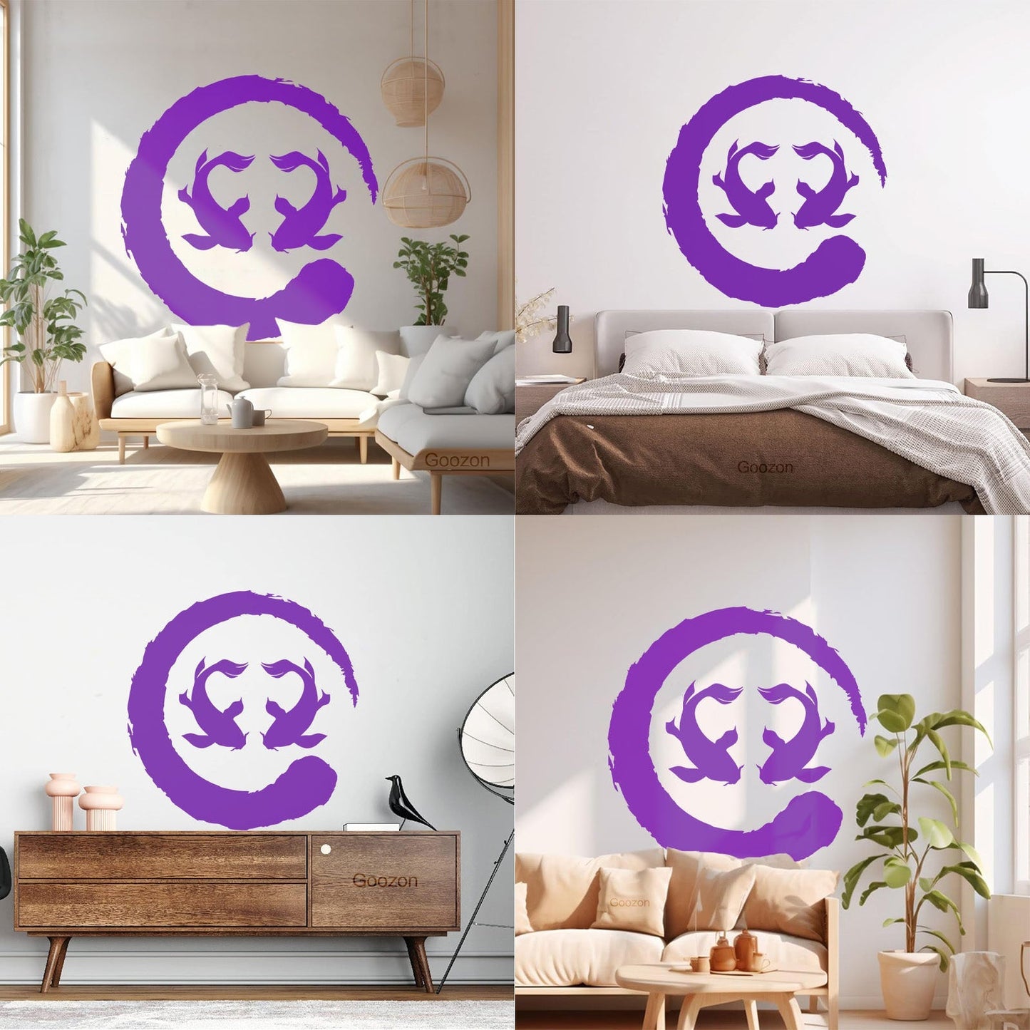 Two Koi Fish Asian Style Circle Enso Zen Symbol Vinyl Wall Decals Can Modify And Add Information