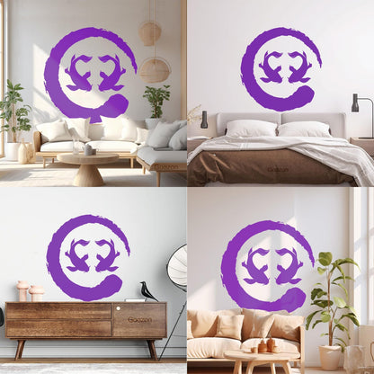 Two Koi Fish Asian Style Circle Enso Zen Symbol Vinyl Wall Decals Can Modify And Add Information