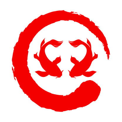 Two Koi Fish Asian Style Circle Enso Zen Symbol Vinyl Wall Decals Can Modify And Add Information
