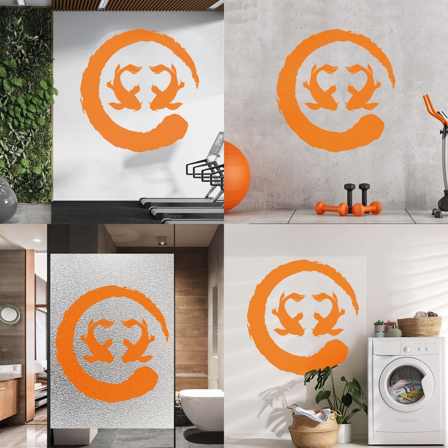 Two Koi Fish Asian Style Circle Enso Zen Symbol Vinyl Wall Decals Can Modify And Add Information