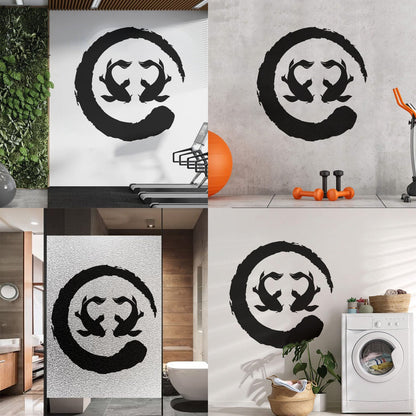 Two Koi Fish Asian Style Circle Enso Zen Symbol Vinyl Wall Decals Can Modify And Add Information