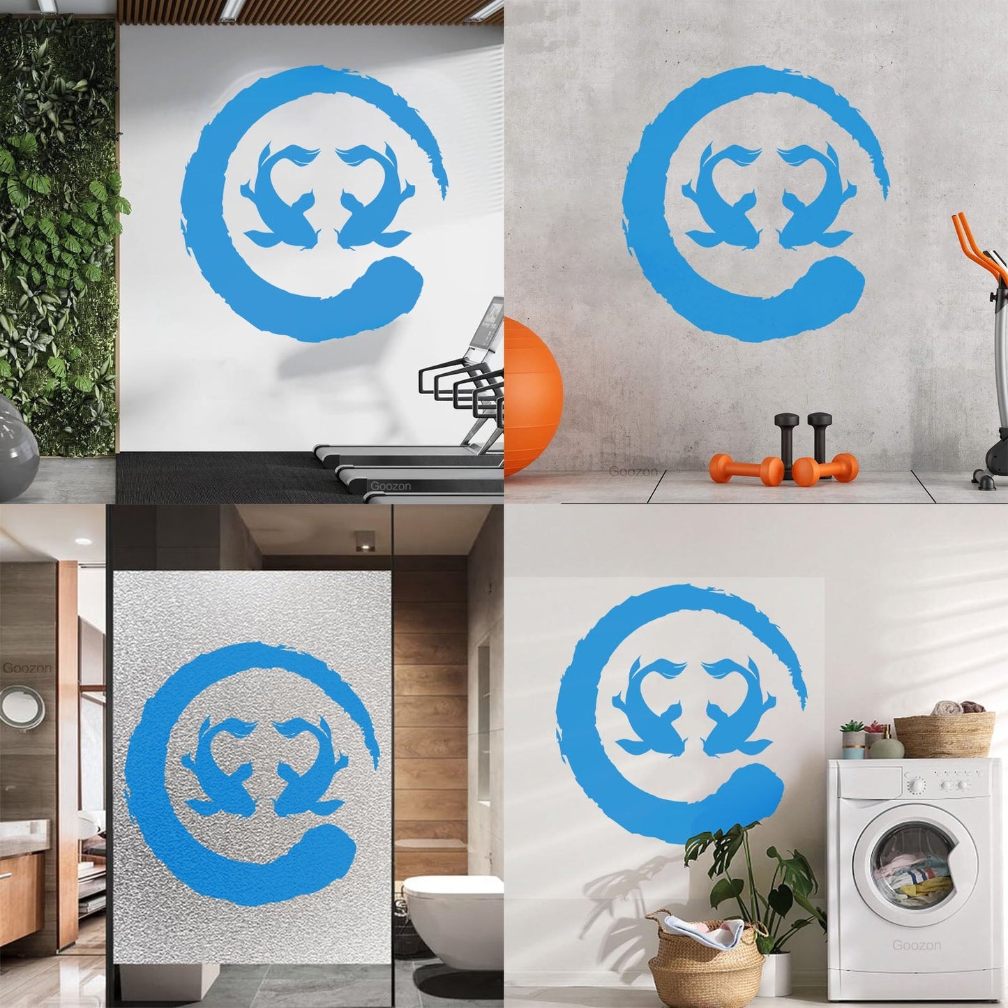 Two Koi Fish Asian Style Circle Enso Zen Symbol Vinyl Wall Decals Can Modify And Add Information