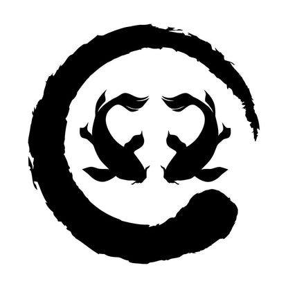 Two Koi Fish Asian Style Circle Enso Zen Symbol Vinyl Wall Decals Can Modify And Add Information