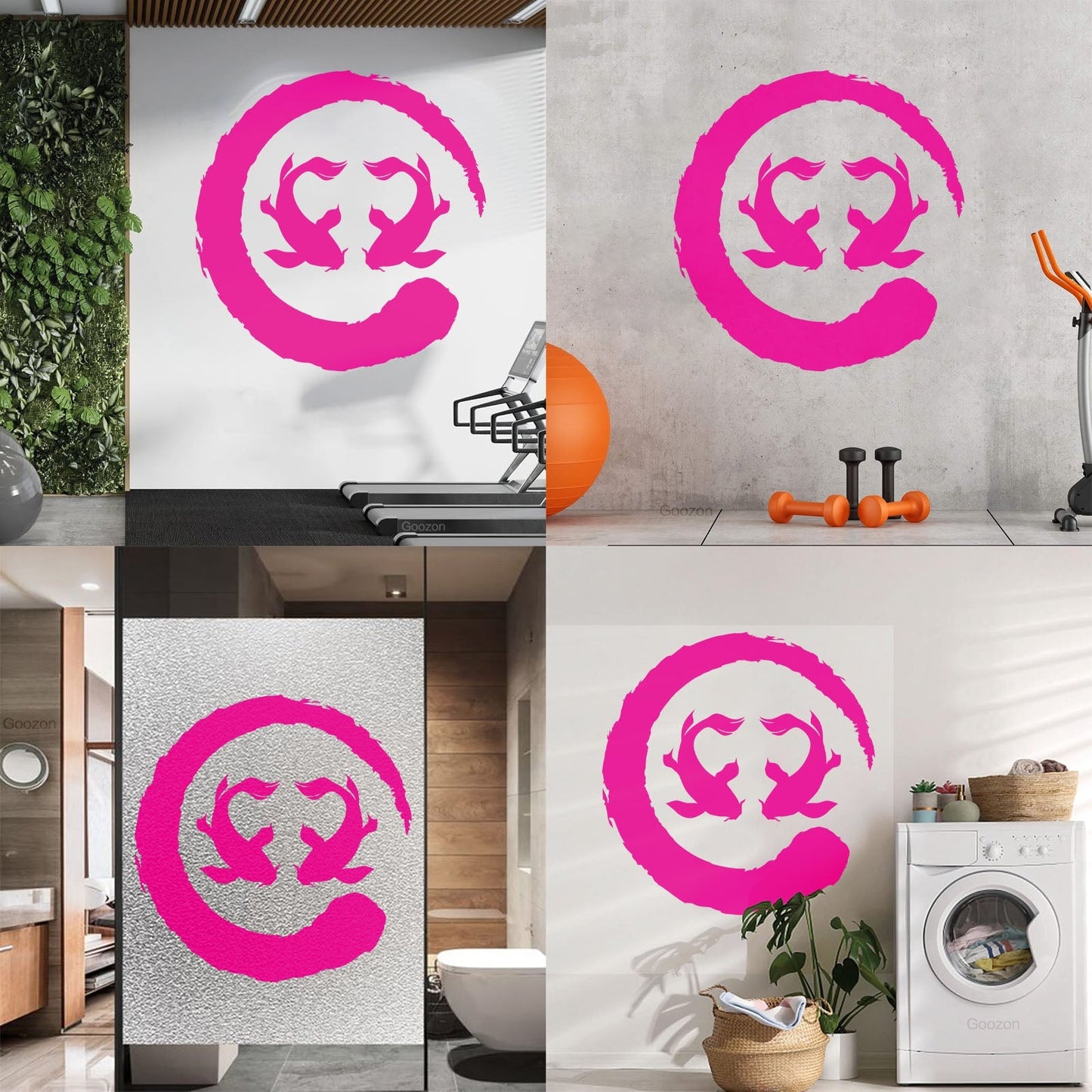 Two Koi Fish Asian Style Circle Enso Zen Symbol Vinyl Wall Decals Can Modify And Add Information