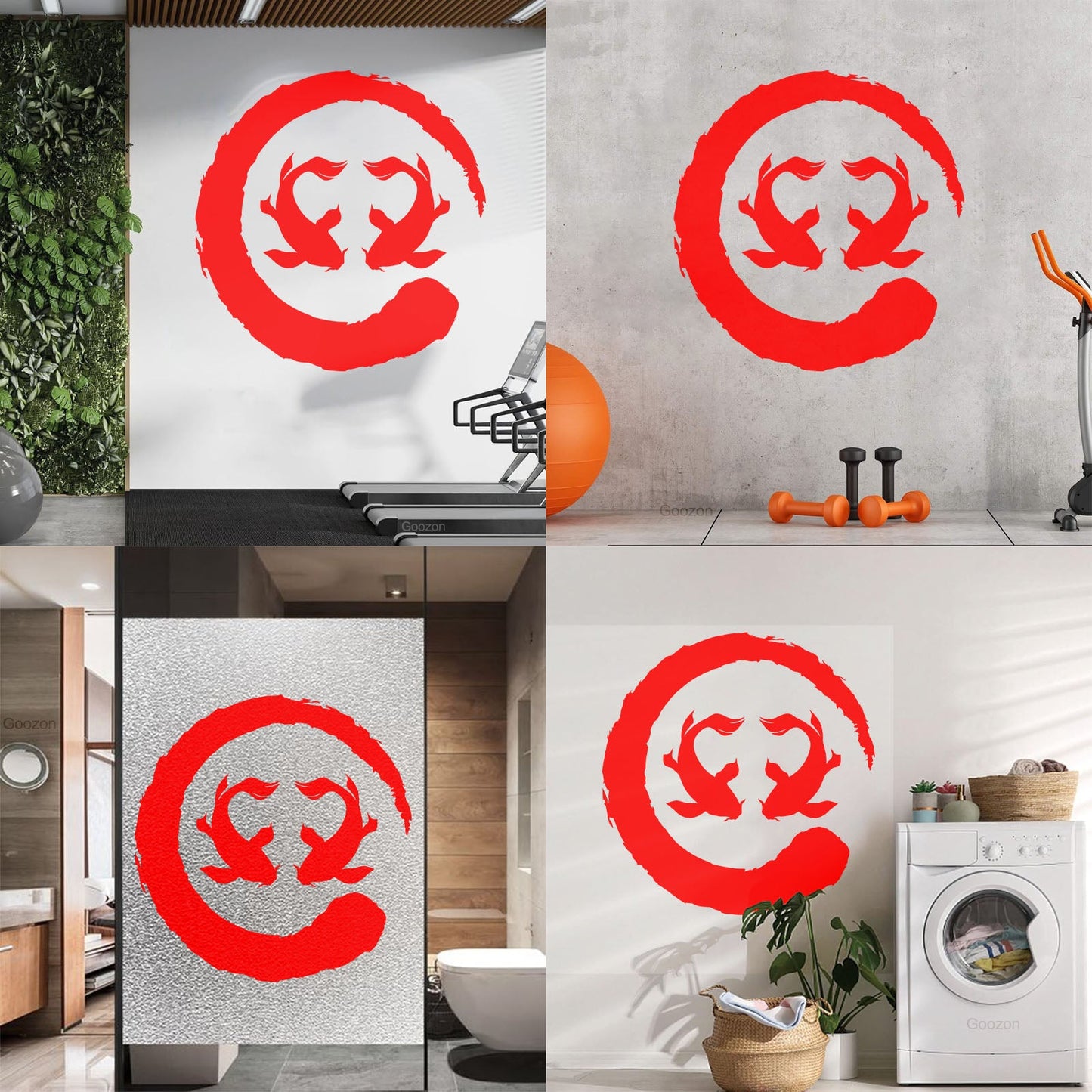Two Koi Fish Asian Style Circle Enso Zen Symbol Vinyl Wall Decals Can Modify And Add Information