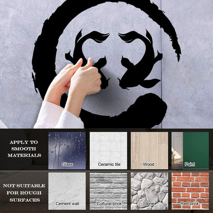 Two Koi Fish Asian Style Circle Enso Zen Symbol Vinyl Wall Decals Can Modify And Add Information