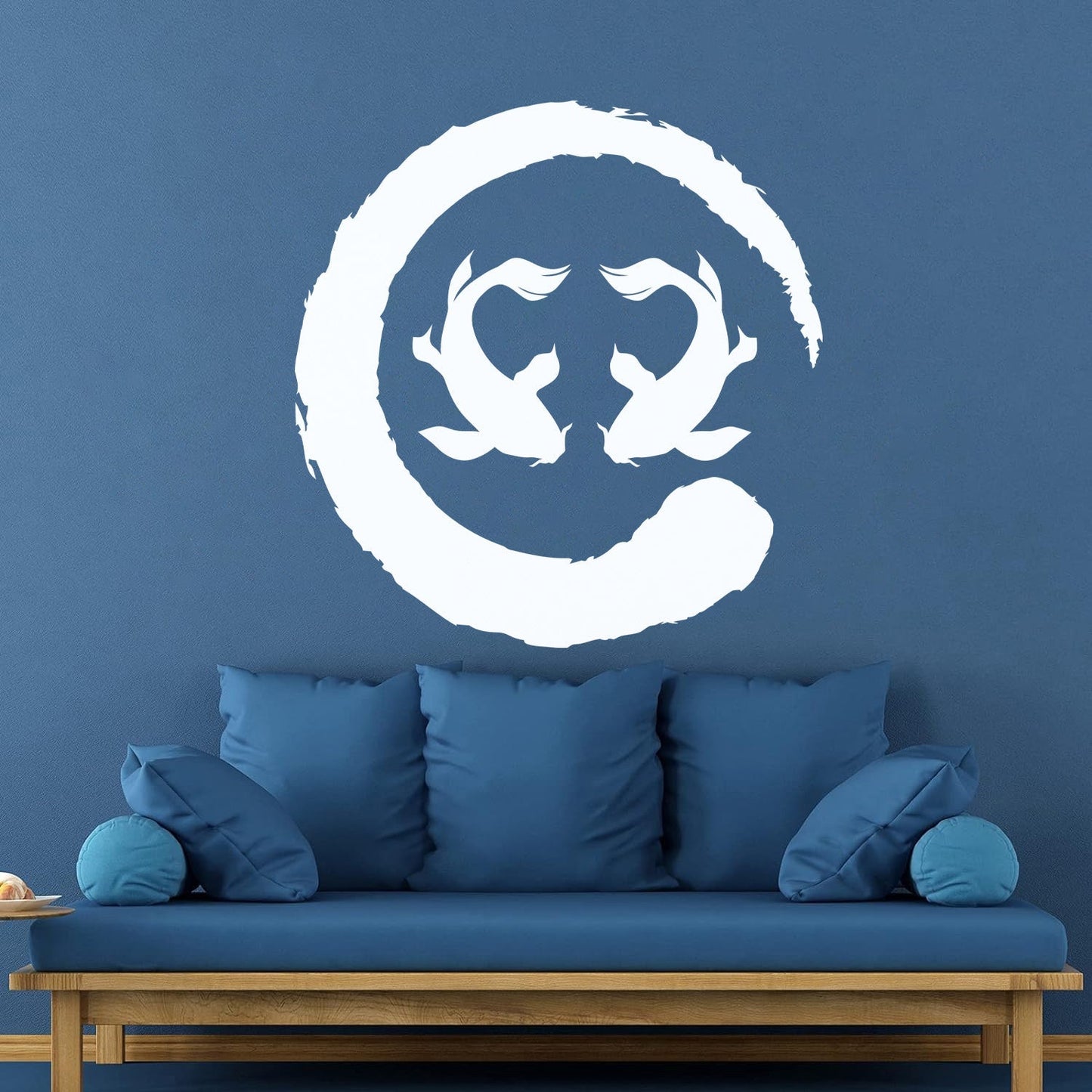 Two Koi Fish Asian Style Circle Enso Zen Symbol Vinyl Wall Decals Can Modify And Add Information