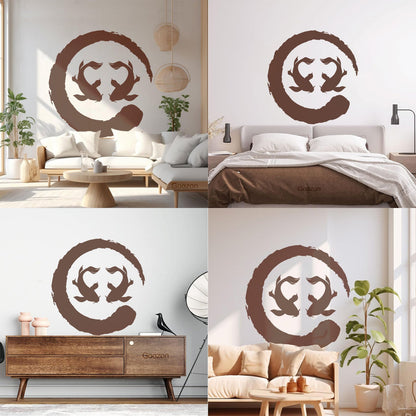 Two Koi Fish Asian Style Circle Enso Zen Symbol Vinyl Wall Decals Can Modify And Add Information