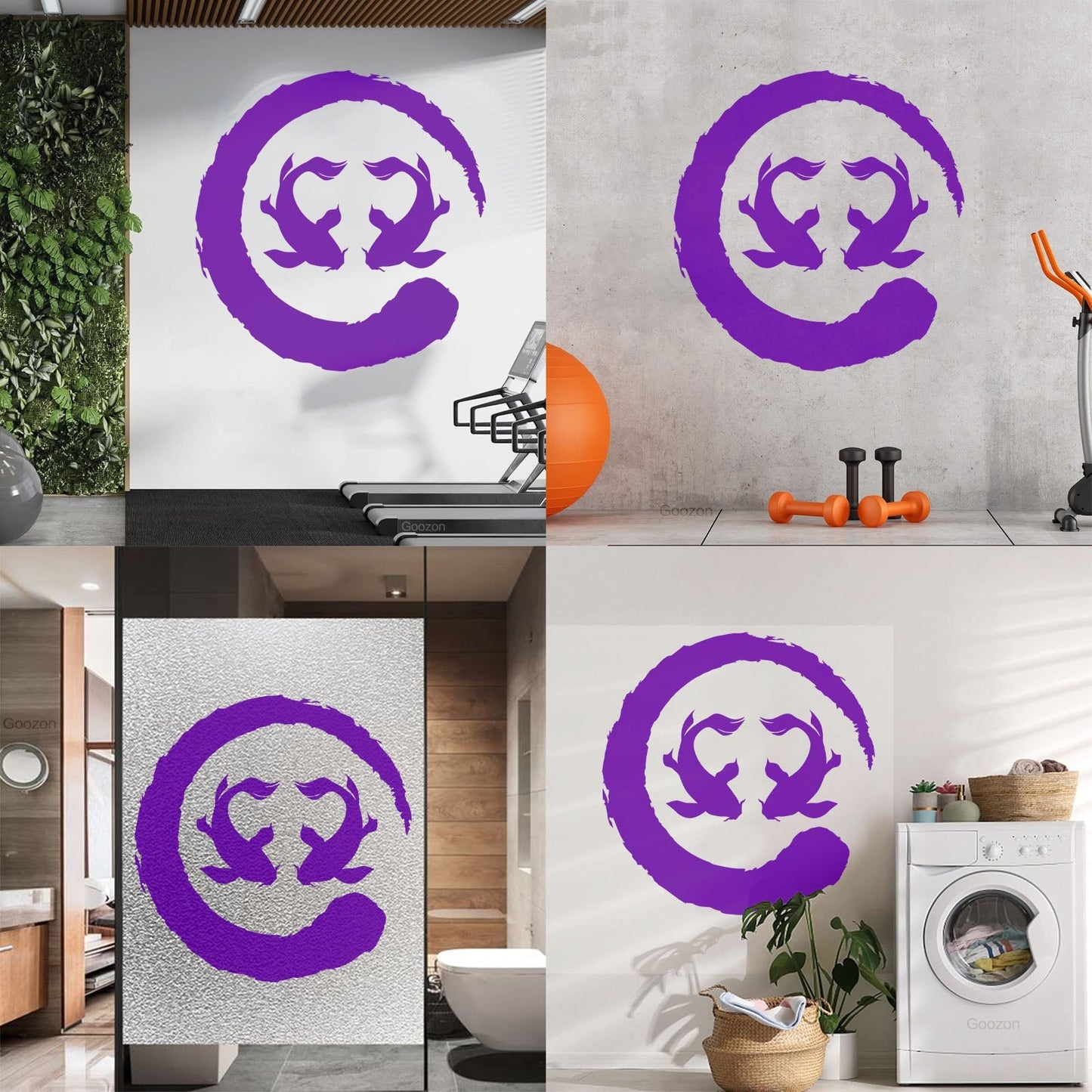 Two Koi Fish Asian Style Circle Enso Zen Symbol Vinyl Wall Decals Can Modify And Add Information