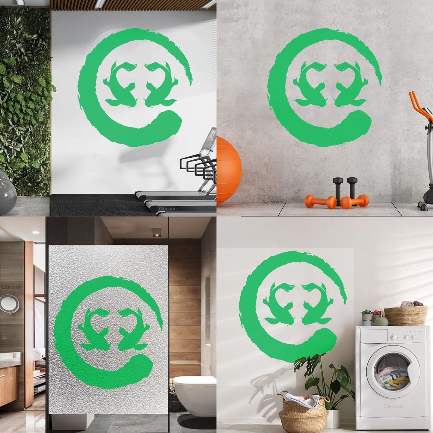 Two Koi Fish Asian Style Circle Enso Zen Symbol Vinyl Wall Decals Can Modify And Add Information