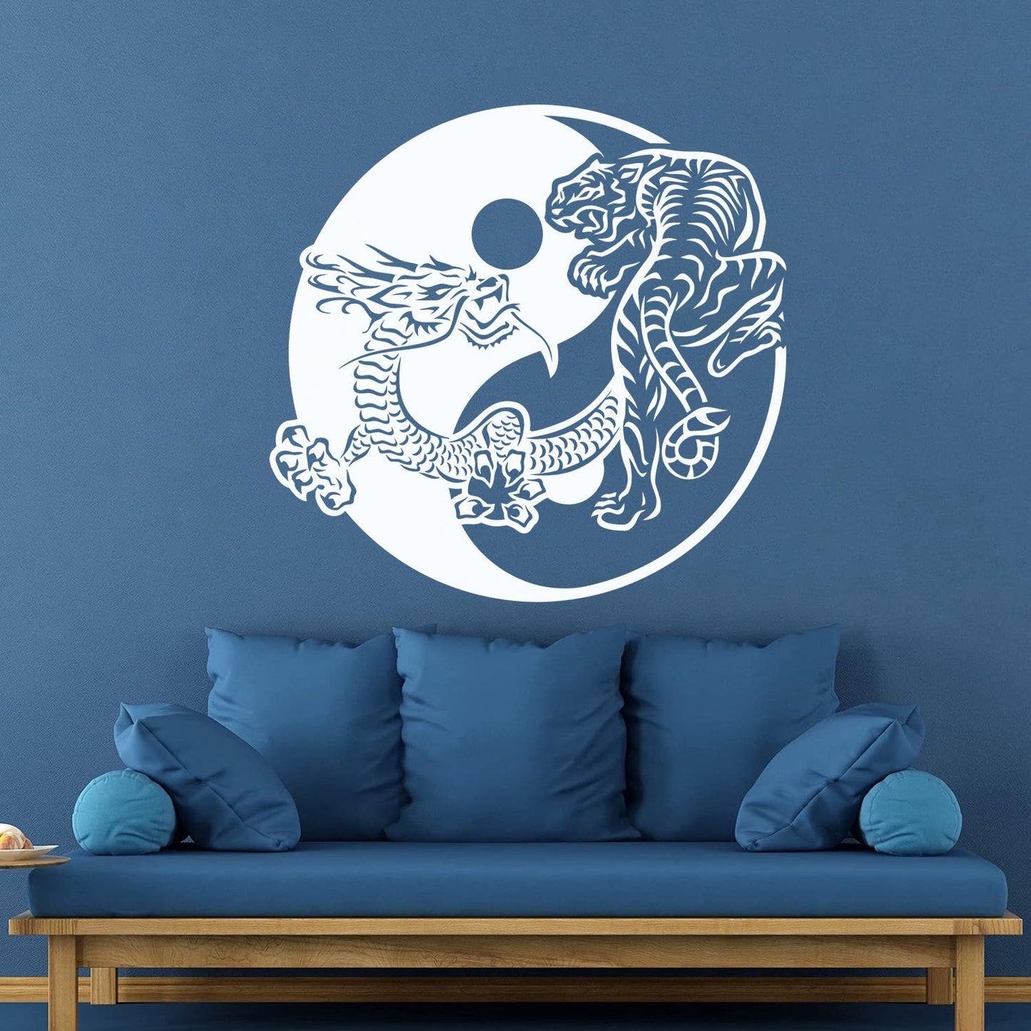 Fine Carving Stickers Yin Yagn Buddhism Tiger Dragon Asian Style Glass Stickers