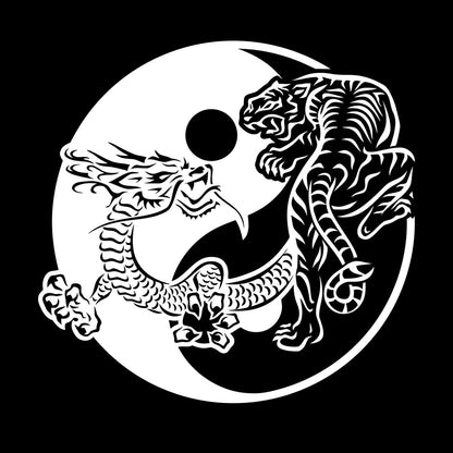 Fine Carving Stickers Yin Yagn Buddhism Tiger Dragon Asian Style Glass Stickers