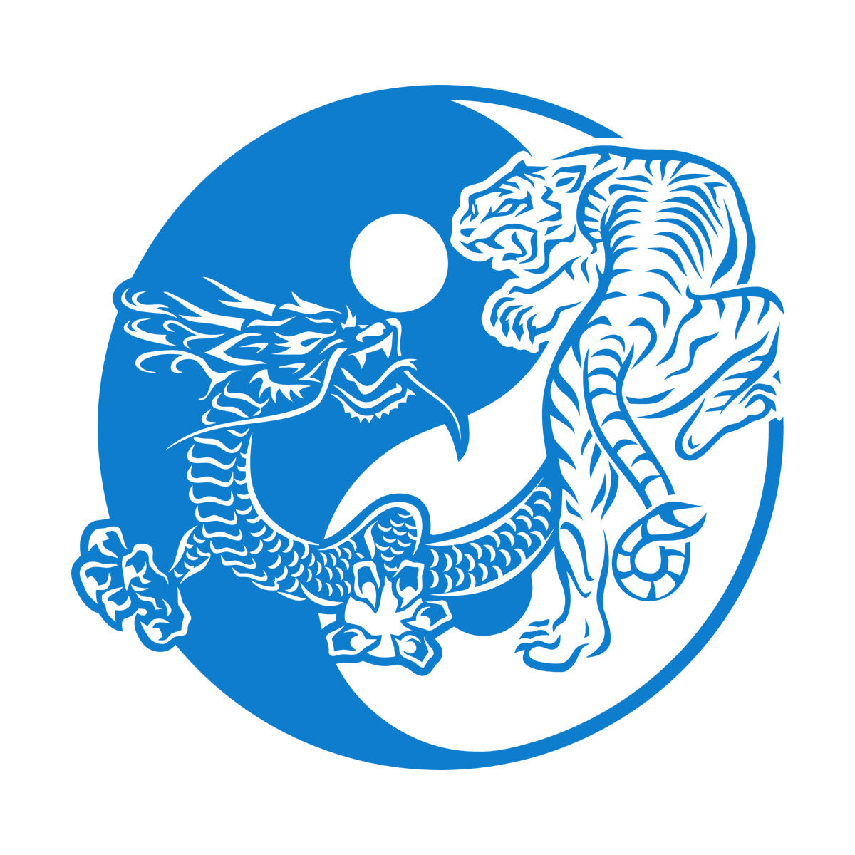 Fine Carving Stickers Yin Yagn Buddhism Tiger Dragon Asian Style Glass Stickers