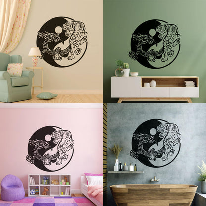 Fine Carving Stickers Yin Yagn Buddhism Tiger Dragon Asian Style Glass Stickers