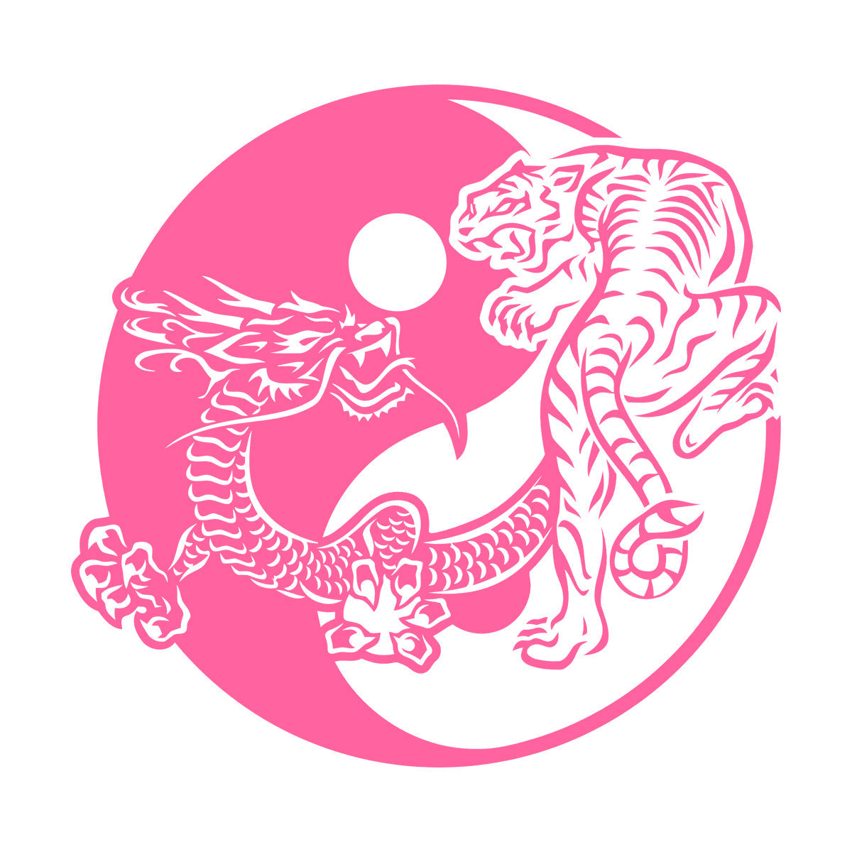 Fine Carving Stickers Yin Yagn Buddhism Tiger Dragon Asian Style Glass Stickers