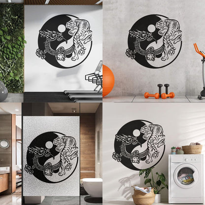 Fine Carving Stickers Yin Yagn Buddhism Tiger Dragon Asian Style Glass Stickers